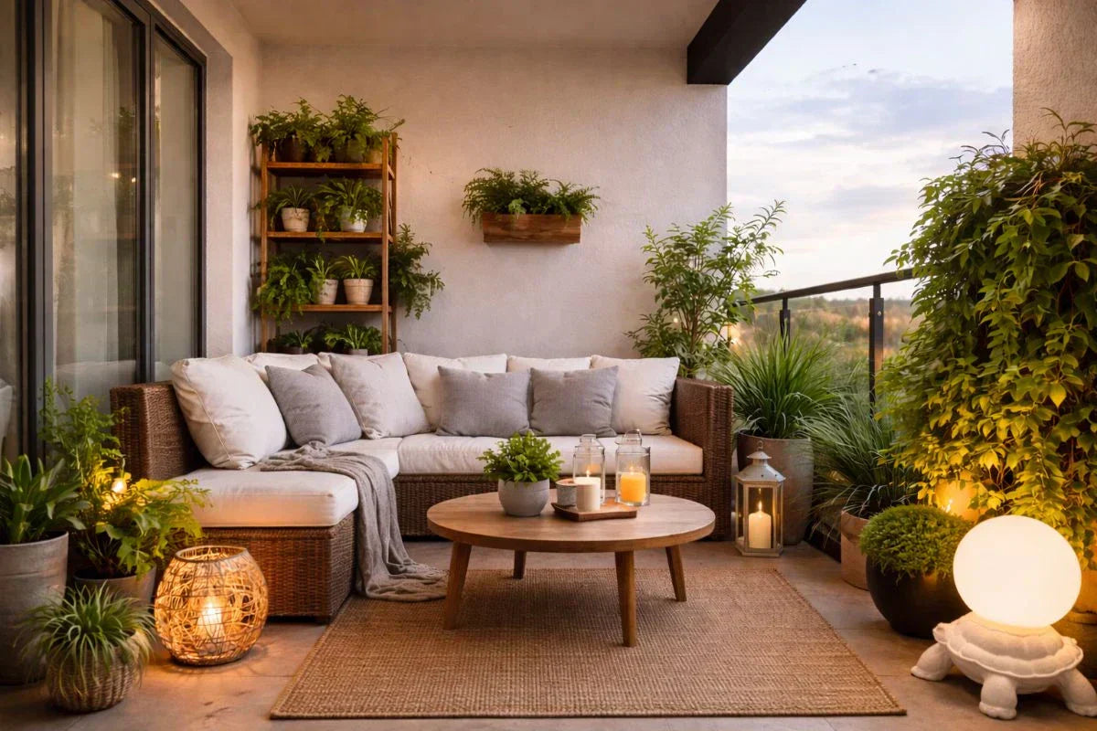 come arredare un terrazzo con lampade e complementi di design