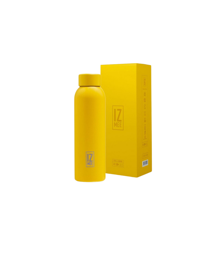 Borraccia non termica Izmee da 550 ml con finitura materica, colore giallo, con confezione