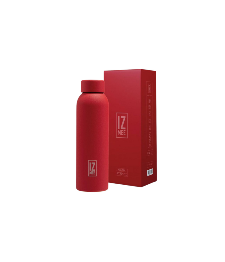 Borraccia non termica Izmee da 550 ml con finitura materica, colore rosso, con confezione 