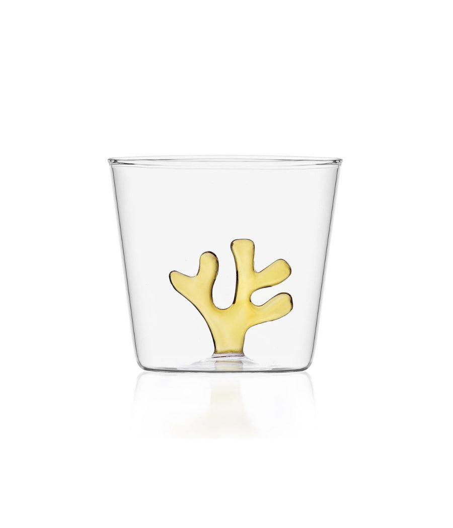 Tumbler Coral Reef di Ichendorf Milano con ramo di corallo giallo.