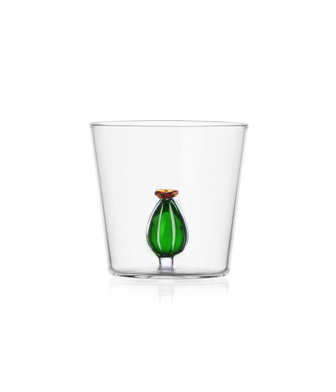 Bicchiere Desert Plants Cactus di Ichendorf con motivo di cactus verde a bocciolo, realizzato in vetro borosilicato.