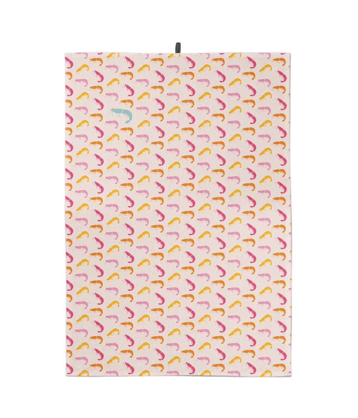 Asciugamano A Strofinaccio da Cucina - Summer Vibes con stampa di banane rosa e arancioni su sfondo chiaro, appeso verticalmente con un occhiello visibile nella parte superiore. Realizzato in cotone di alta qualità di Coast and Valley.