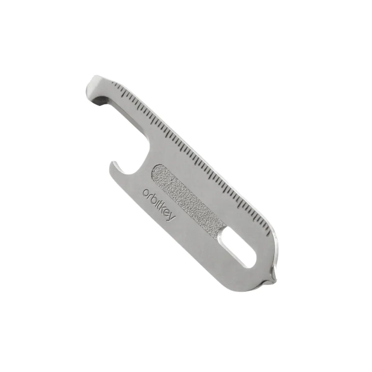 Accessorio multiuso 9 in 1 in acciaio inox pensato per essere inserito nel portachiavi compatto orbitkey. Sfondo bianco