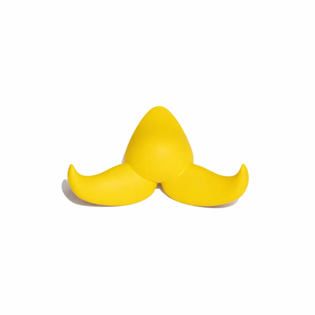 Appendiabiti Baffo di Slide giallo. Rappresentati un naso con i baffi sui quali si possono appendere gli abiti. Sfondo bianco