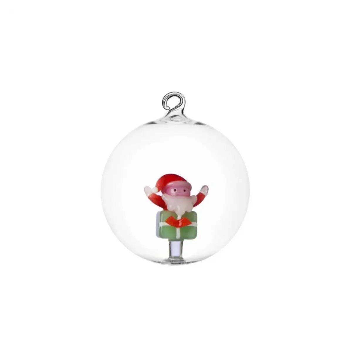 Palla di Natale Ichendorf Babbo Natale sul Regalo Verde Christmas Tales