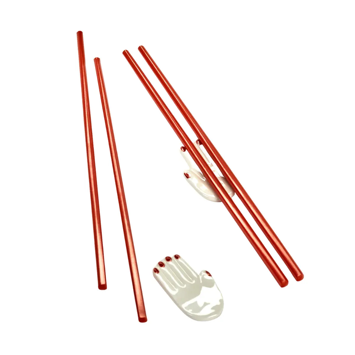 Set bacchette cinesi Table Nomade in porcellana rossa con poggiabacchette – Paola Navone x Serax