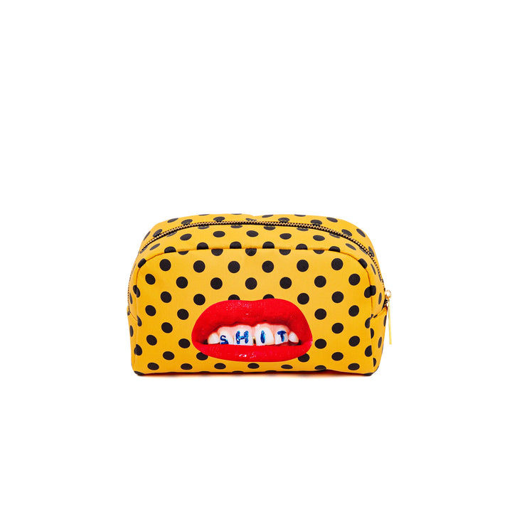 Beauty Case disegnato da Toiletpaper con la scritta Shit di Seletti