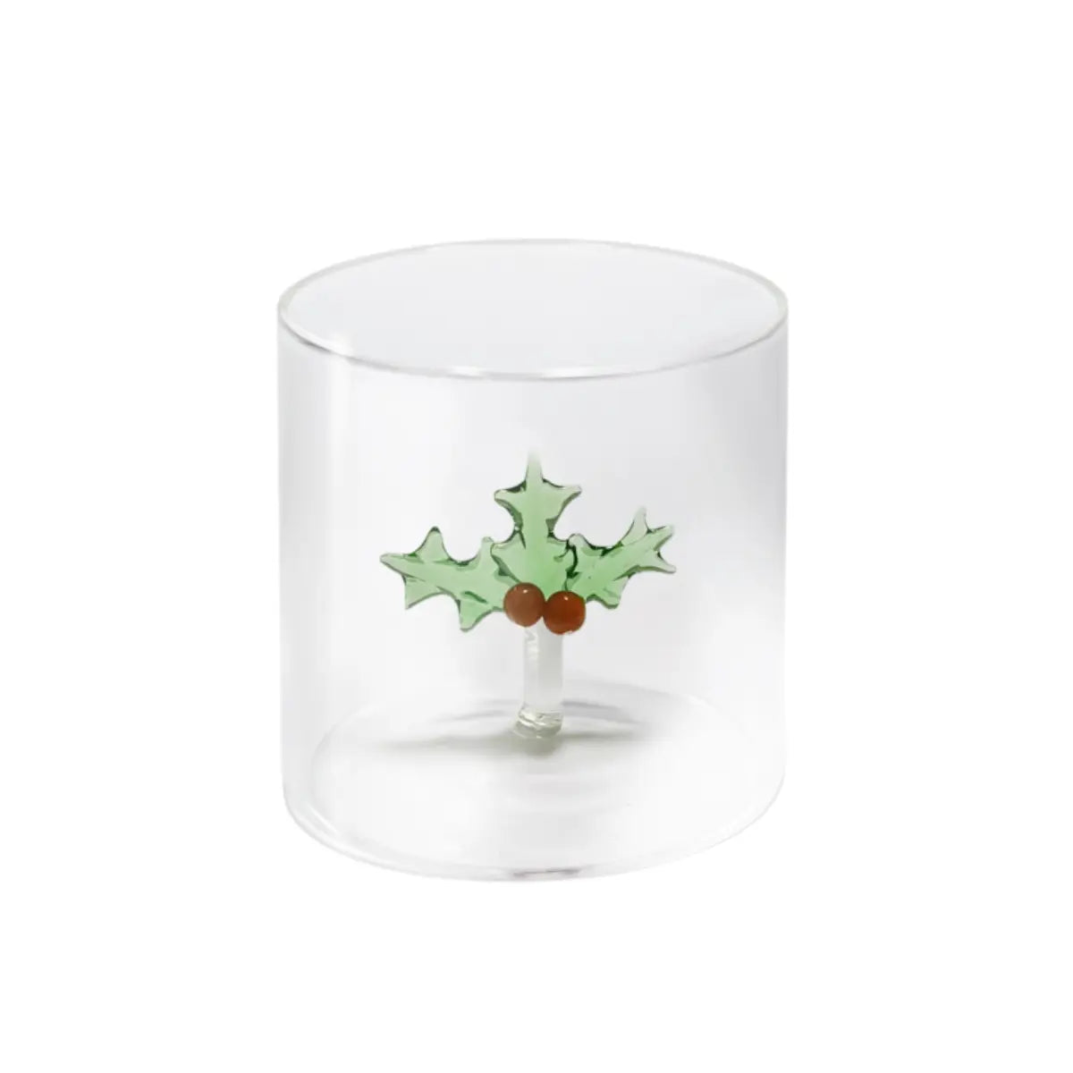 Bicchiere La Magia del Natale con agrifoglio in vetro soffiato – WD Lifestyle