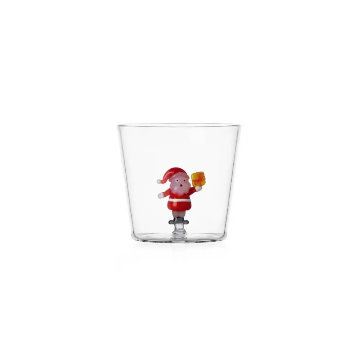 Bicchiere Christmas Tales Ichendorf con Babbo Natale e Regalo Giallo