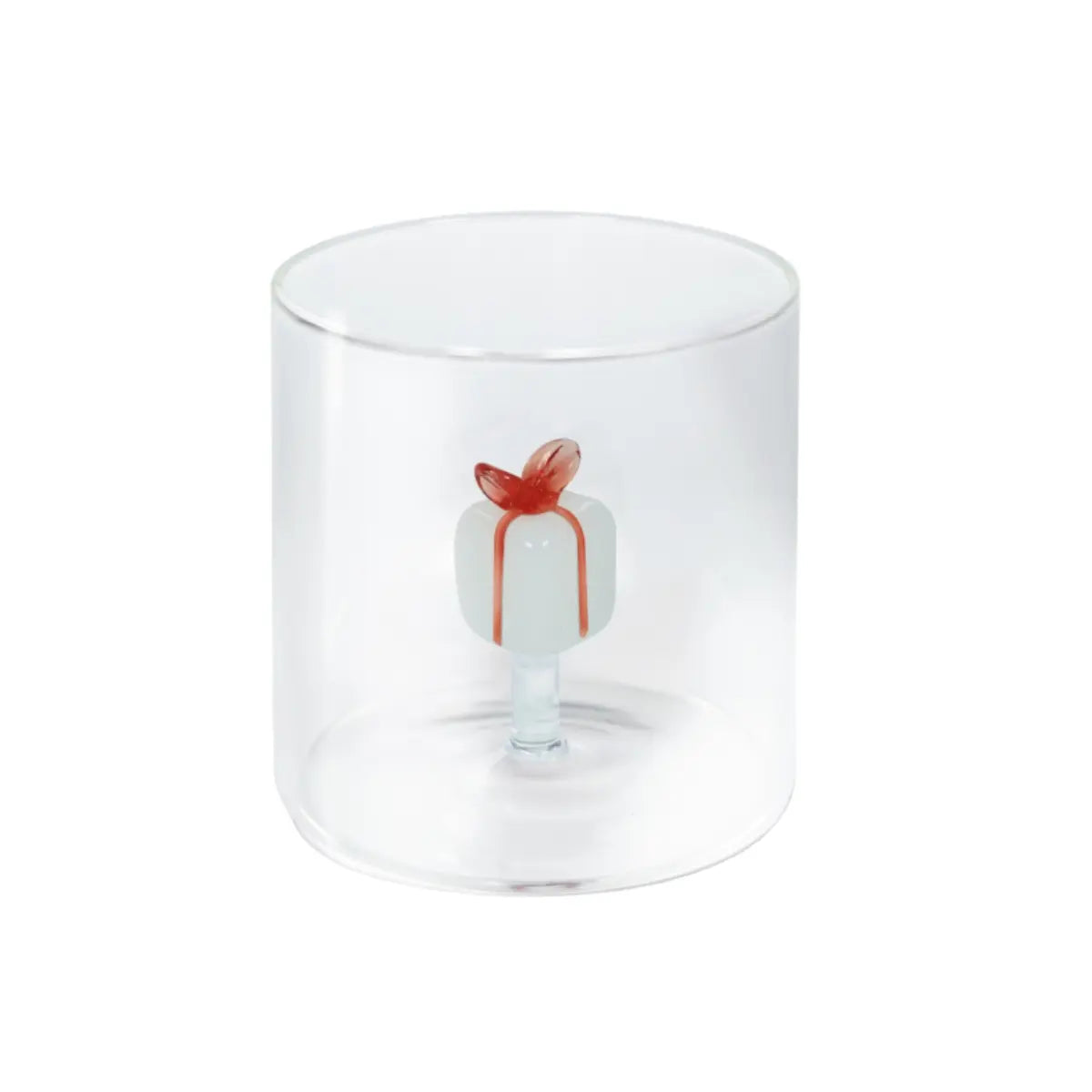 Bicchiere La Magia del Natale con pacco regalo colorato in vetro soffiato – WD Lifestyle