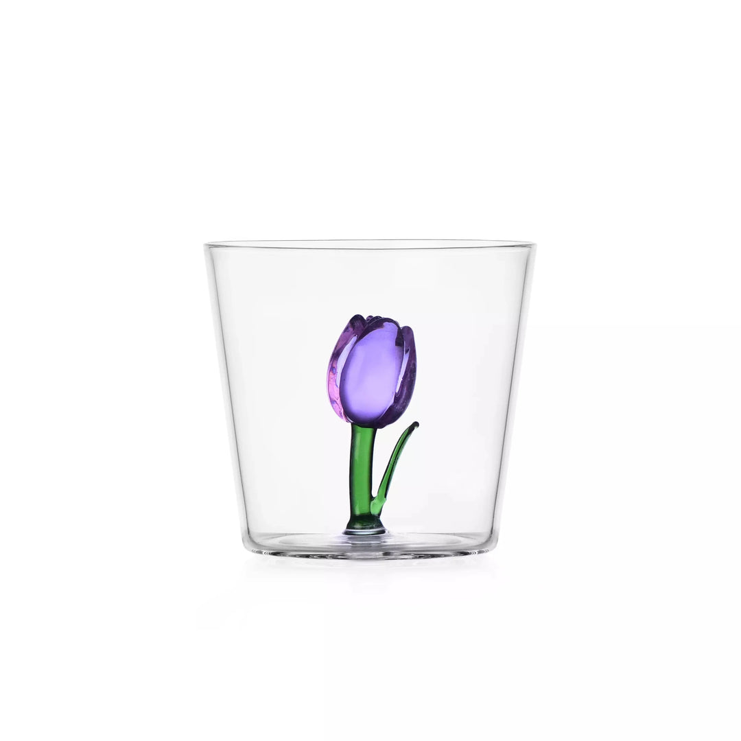 Bicchiere della collezione Botanica di Ichendorf nella variante con il tulipano lilla