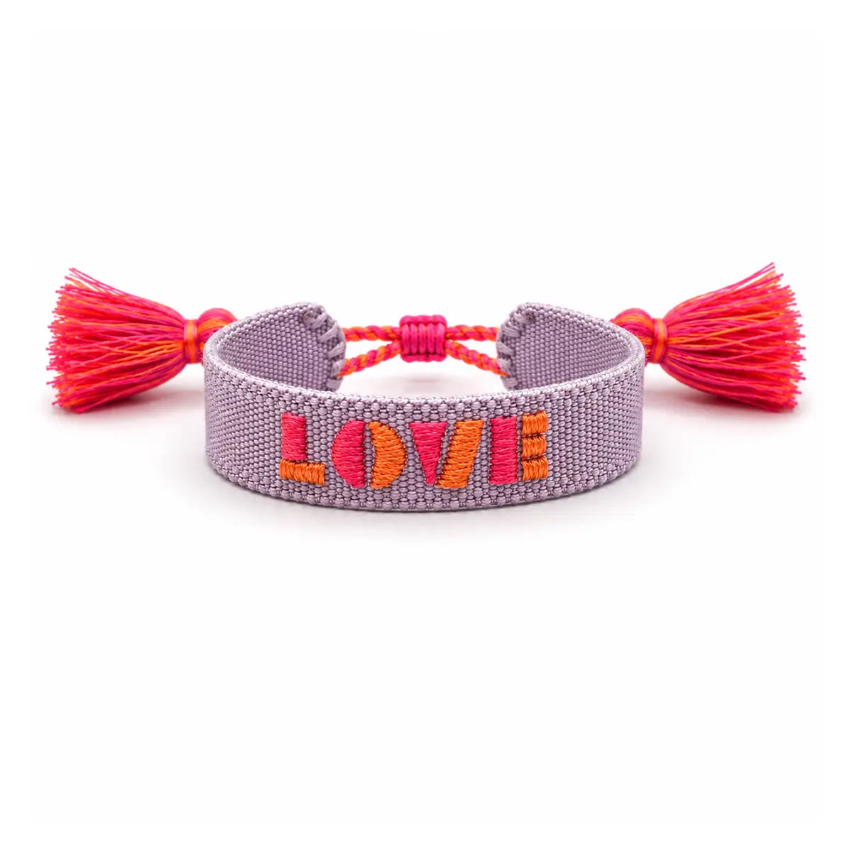 Braccialetto in tessuto con scritta Love