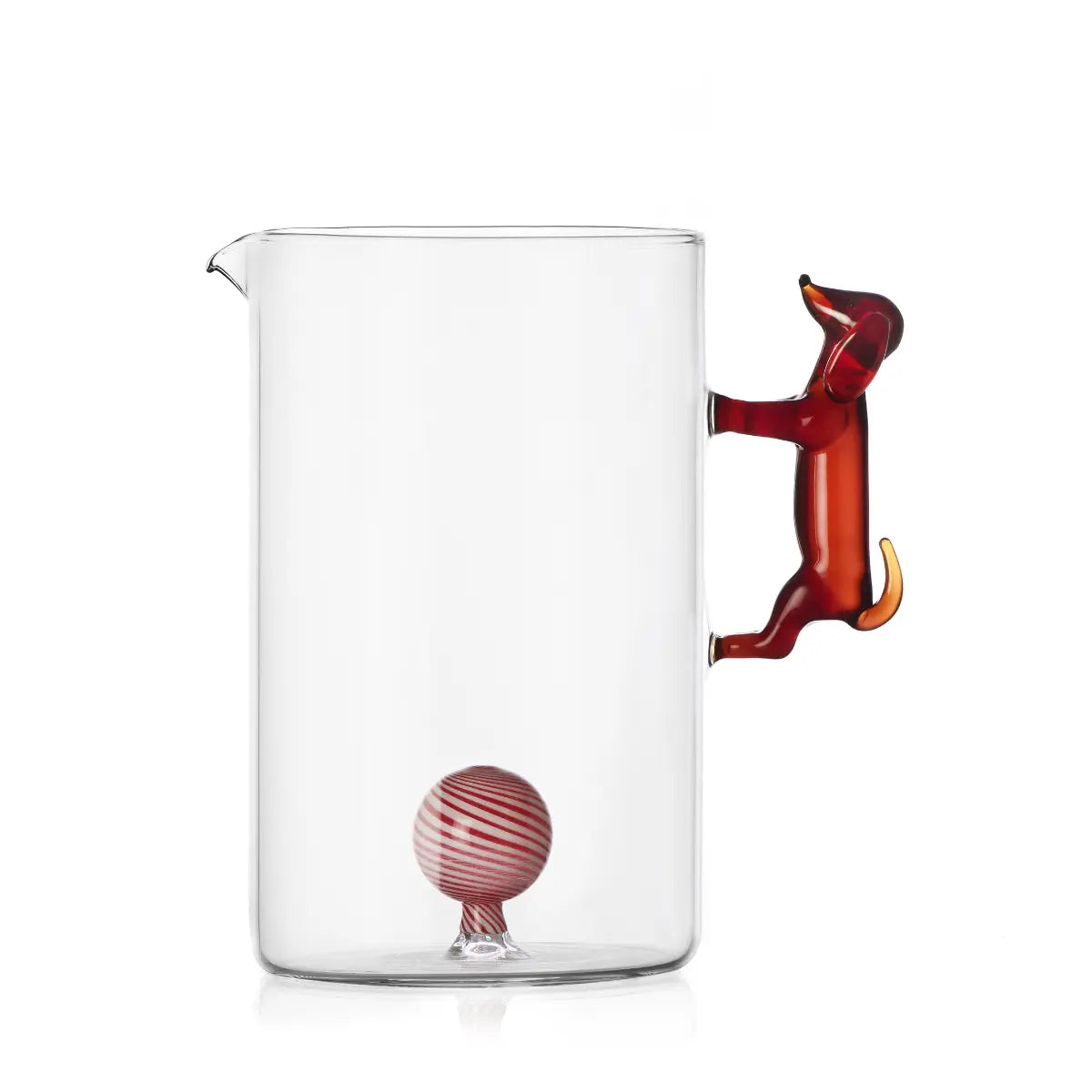 La Brocca della collezione Dogs di Ichendorf nella versione con il Bassotto e la pallina a righe rossa e bianca