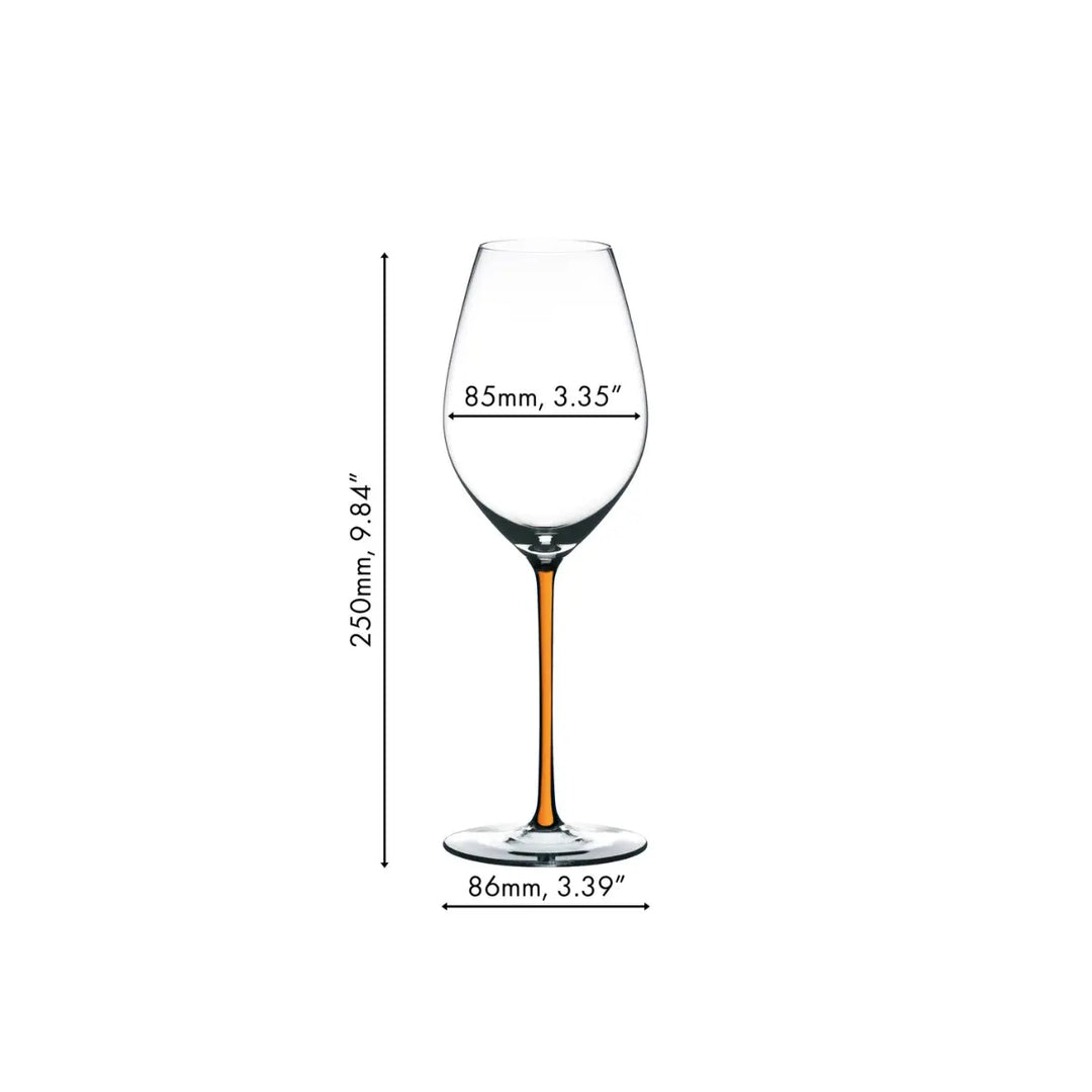 Calice per champagne con stelo arancione con misure