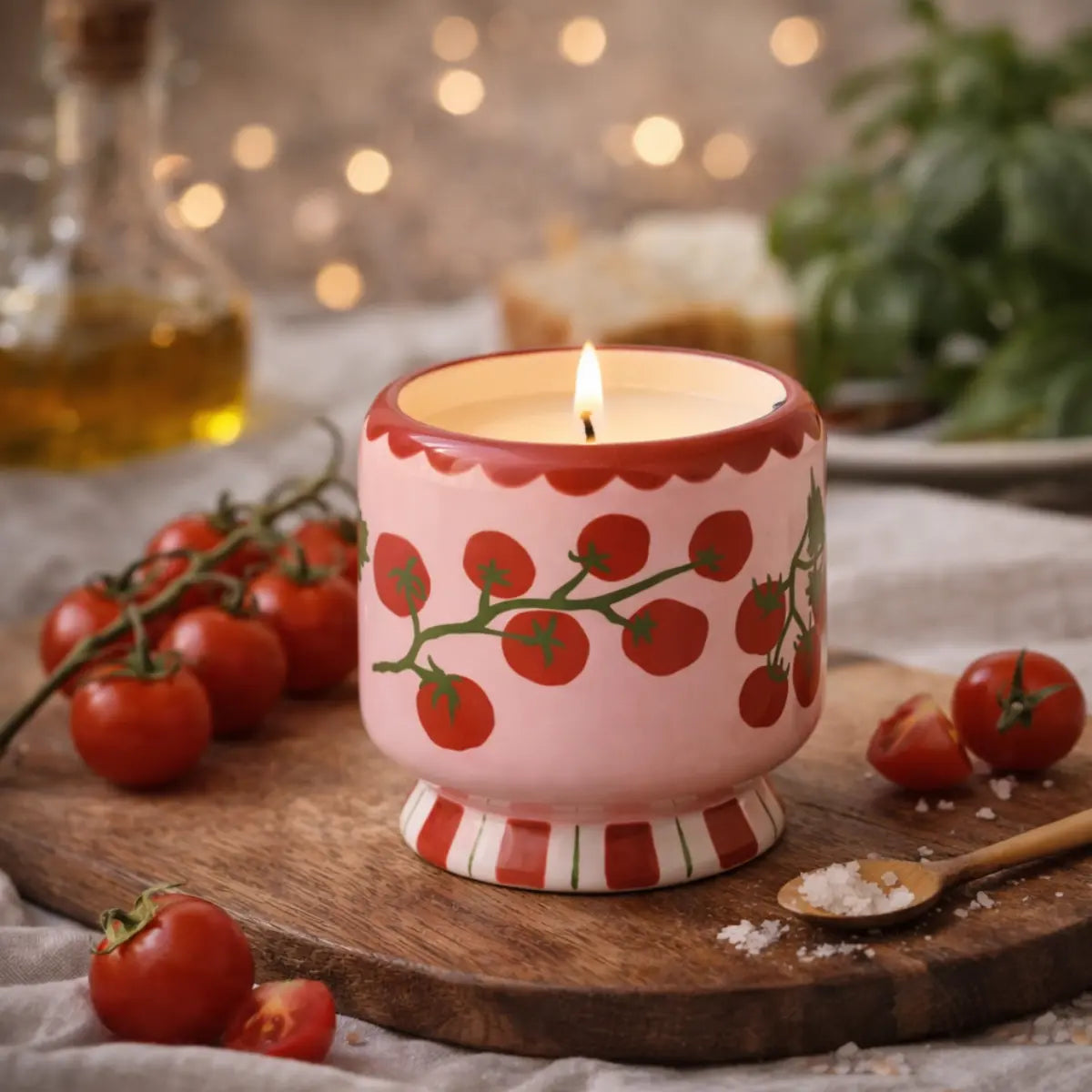 Candela accesa, oltre che rilasciare un ottimo profumo nell'ambiente, diventa anche un accessorio d'arredo.