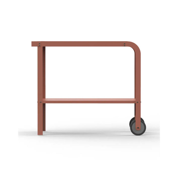 Carrello color terracotta con due ruote visione laterale