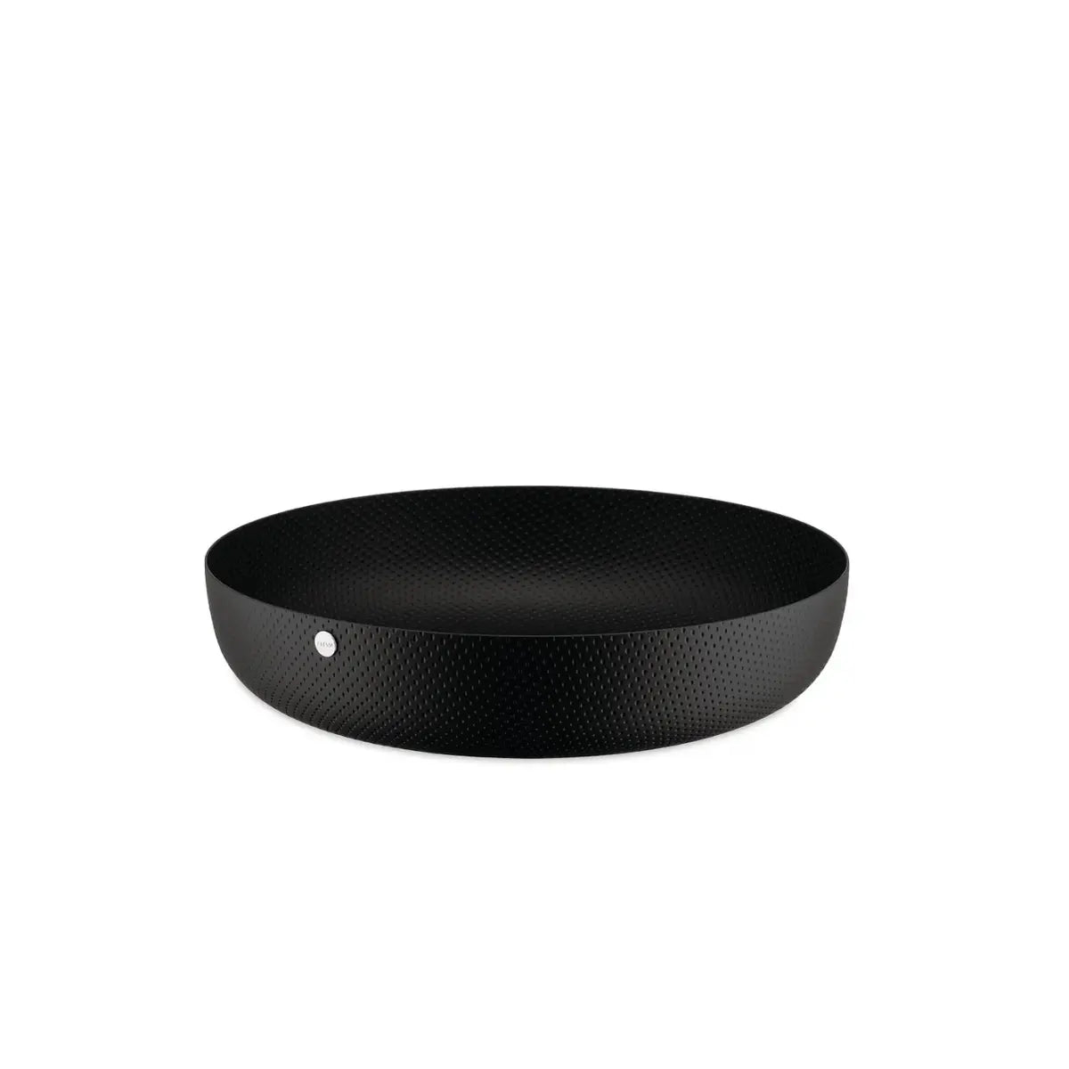 Cestino tipo fruttiera in acciaio nero con puntini a rilievo