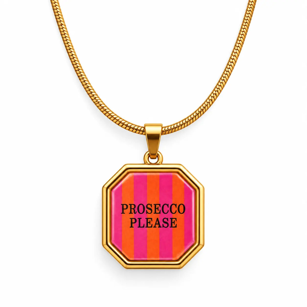 Collana Prosecco Please con ciondolo placcato oro 18K