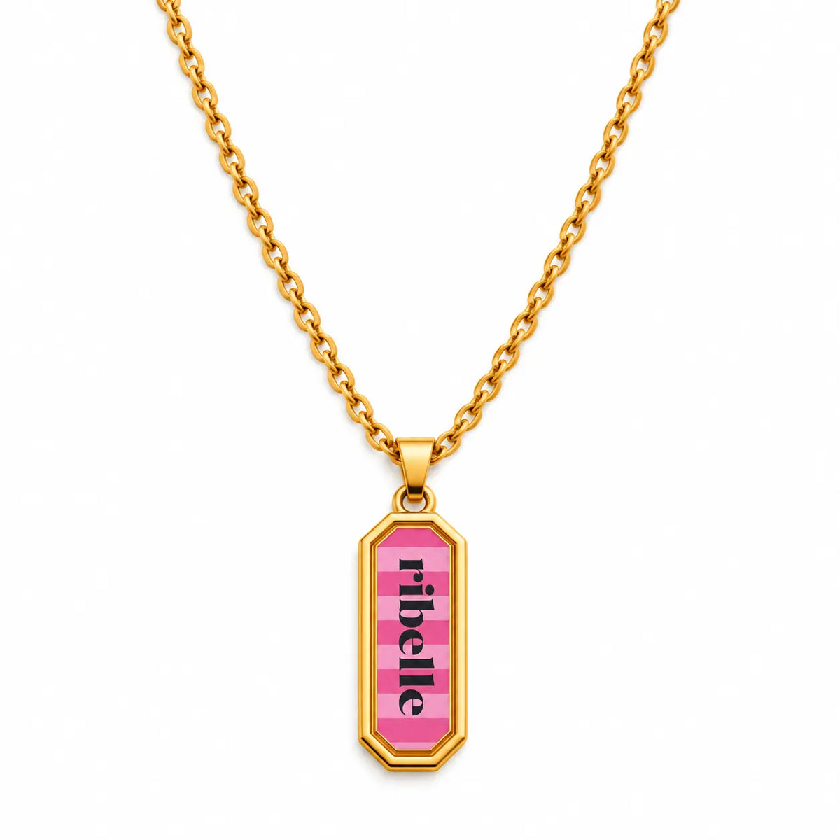 Collana con scritta Ribelle placcata oro 18K