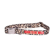 Collare leopardato con scritta rossa Born to be wild 