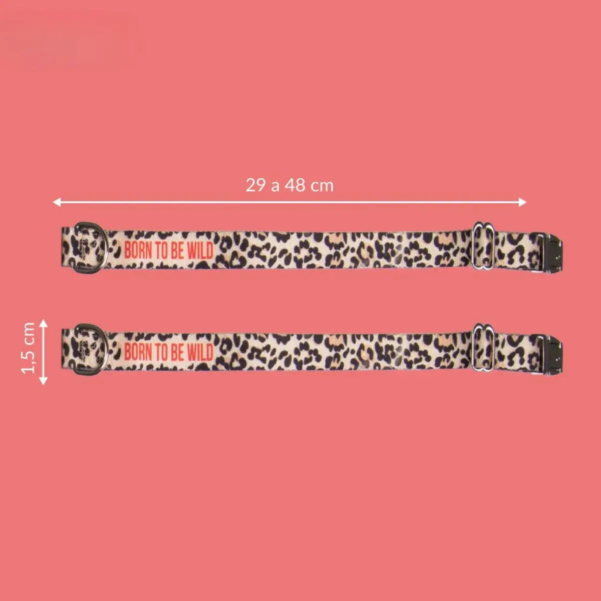 Misure del collare Born to be wild con fantasia leopardata nella taglia S/M