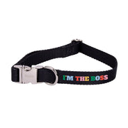 Collare nero con scritta multicolore I'm the boss