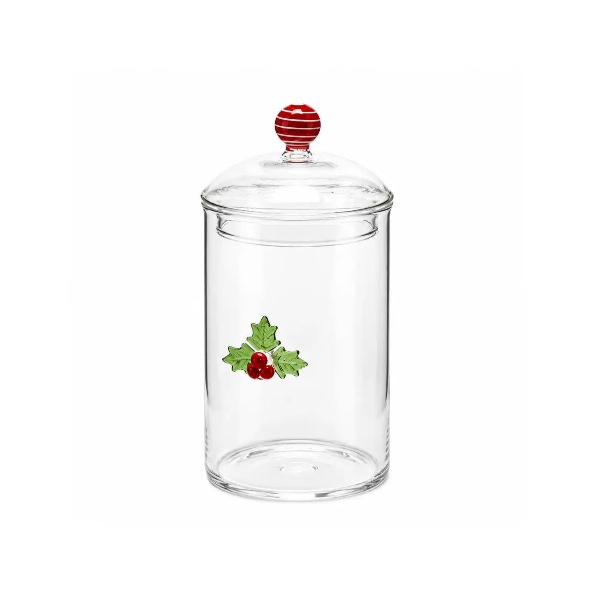 Contenitore natalizio in vetro Agrifoglio EDG H 19,5 cm