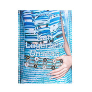 Copertina con sfondo abito azzurro e blue e scritta Bianca Karl Lagerfeld Unseen. Sfondo bianco