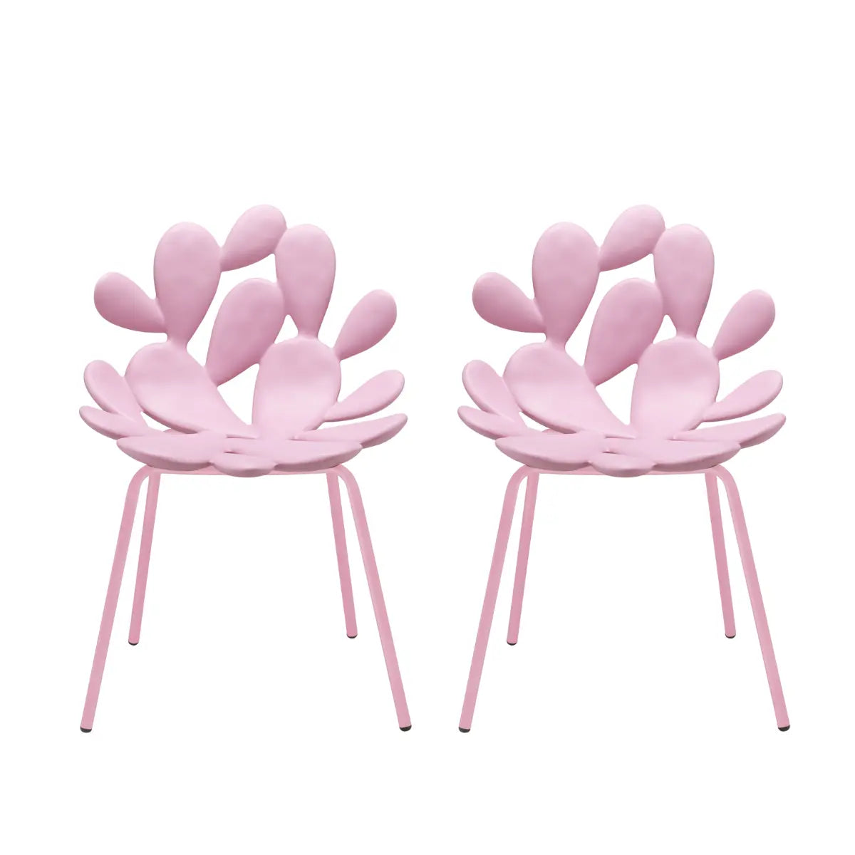 Due sedie rosa con una seduta particolare che ricorda il fico d'india