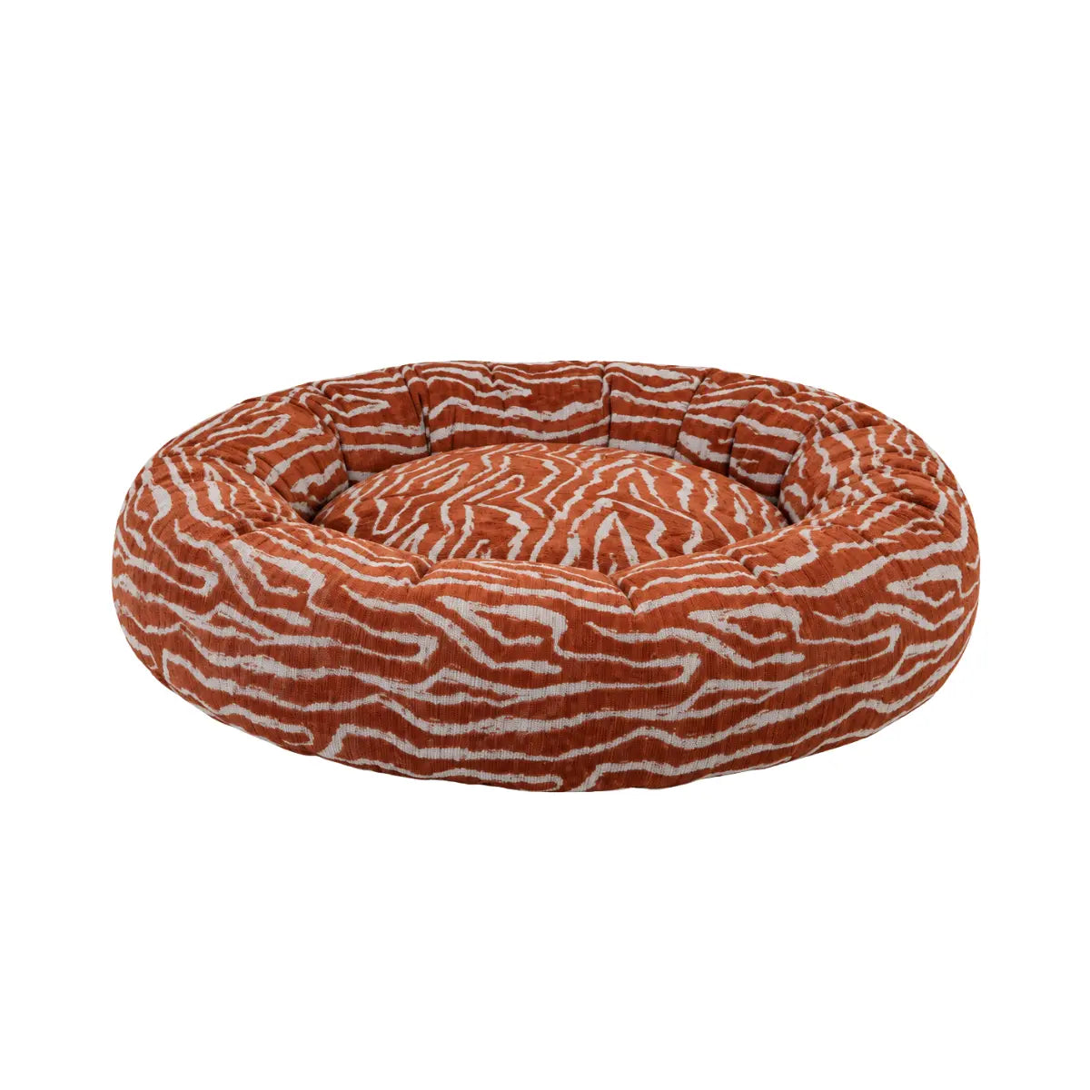 Cuccia rotonda per cani Etnico marrone e blu – Taglia M