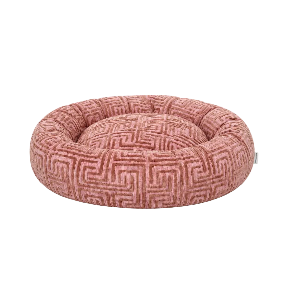 Cuccia rotonda per cani Labirinto rosa e moka – Taglia M