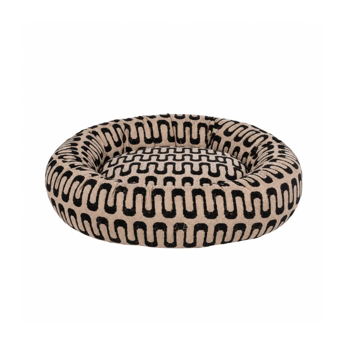 Cuccia rotonda per cani Onda beige e nero taglia S