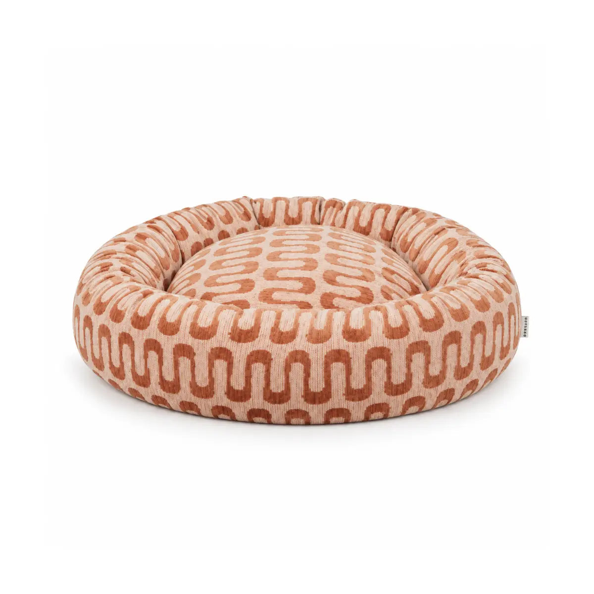 Cuccia rotonda per cani Onda marrone e beige taglia S