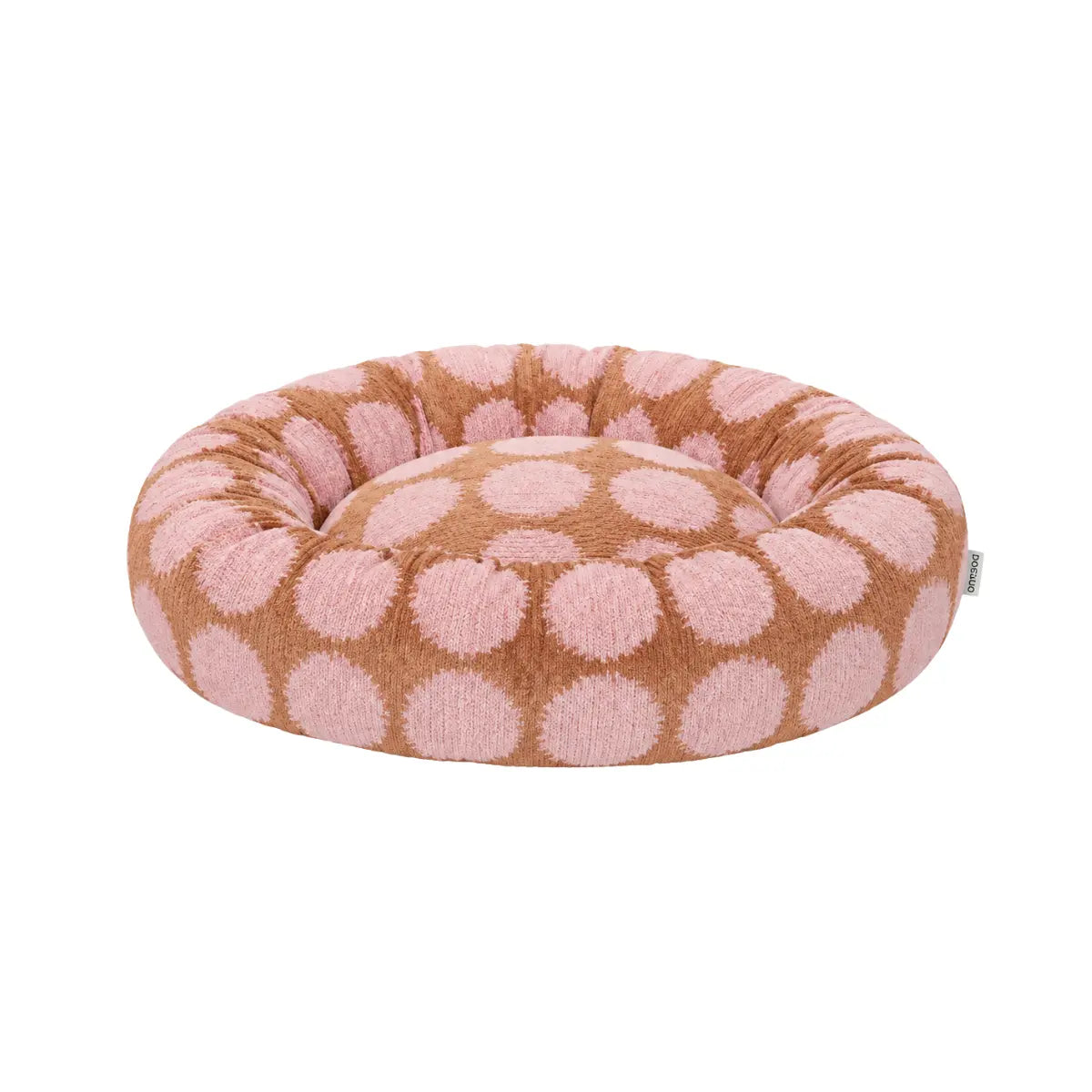 Cuccia rotonda per cani Pois moka e rosa – Taglia M