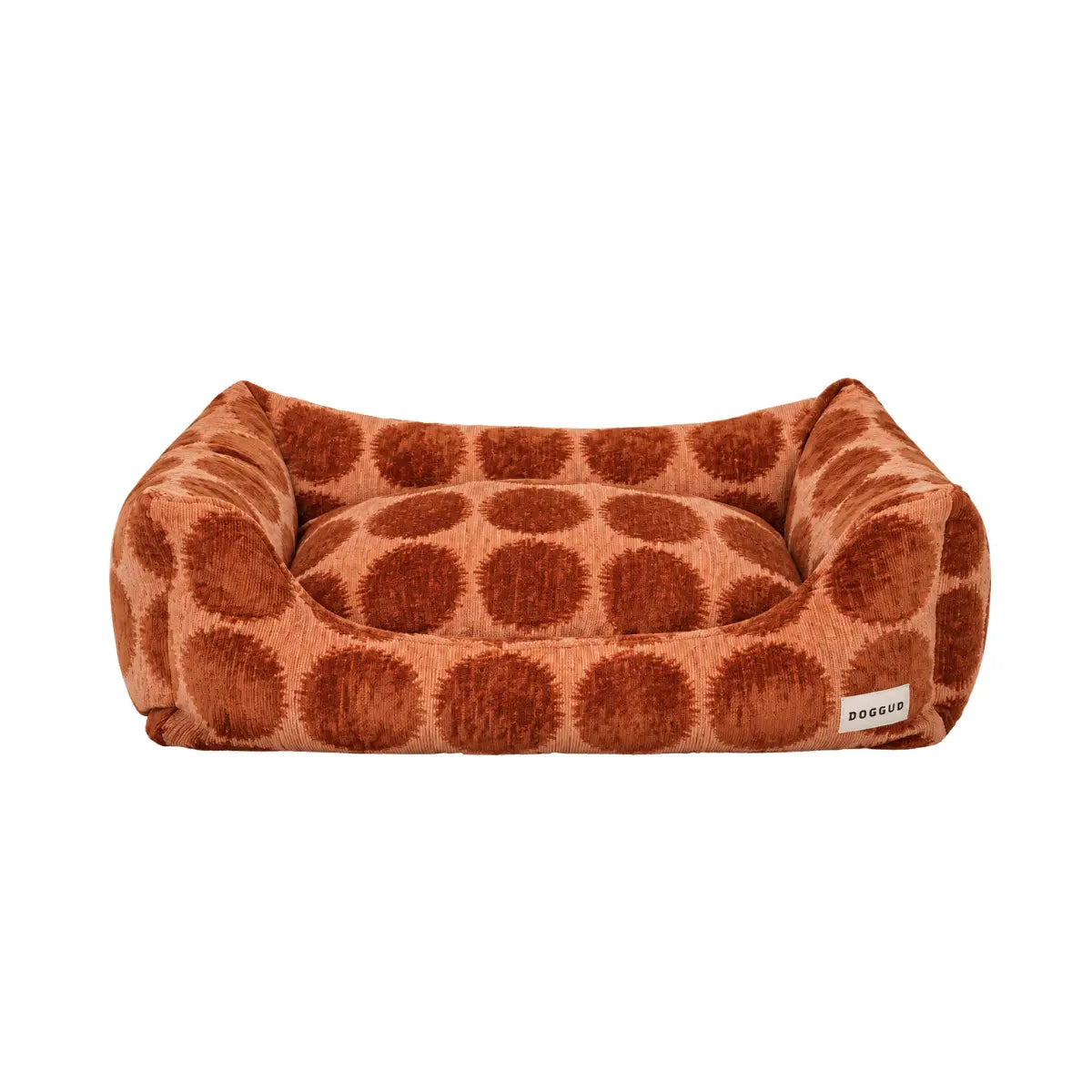 Cuccia sofa per cani in jacquard moka e marrone – Taglia M