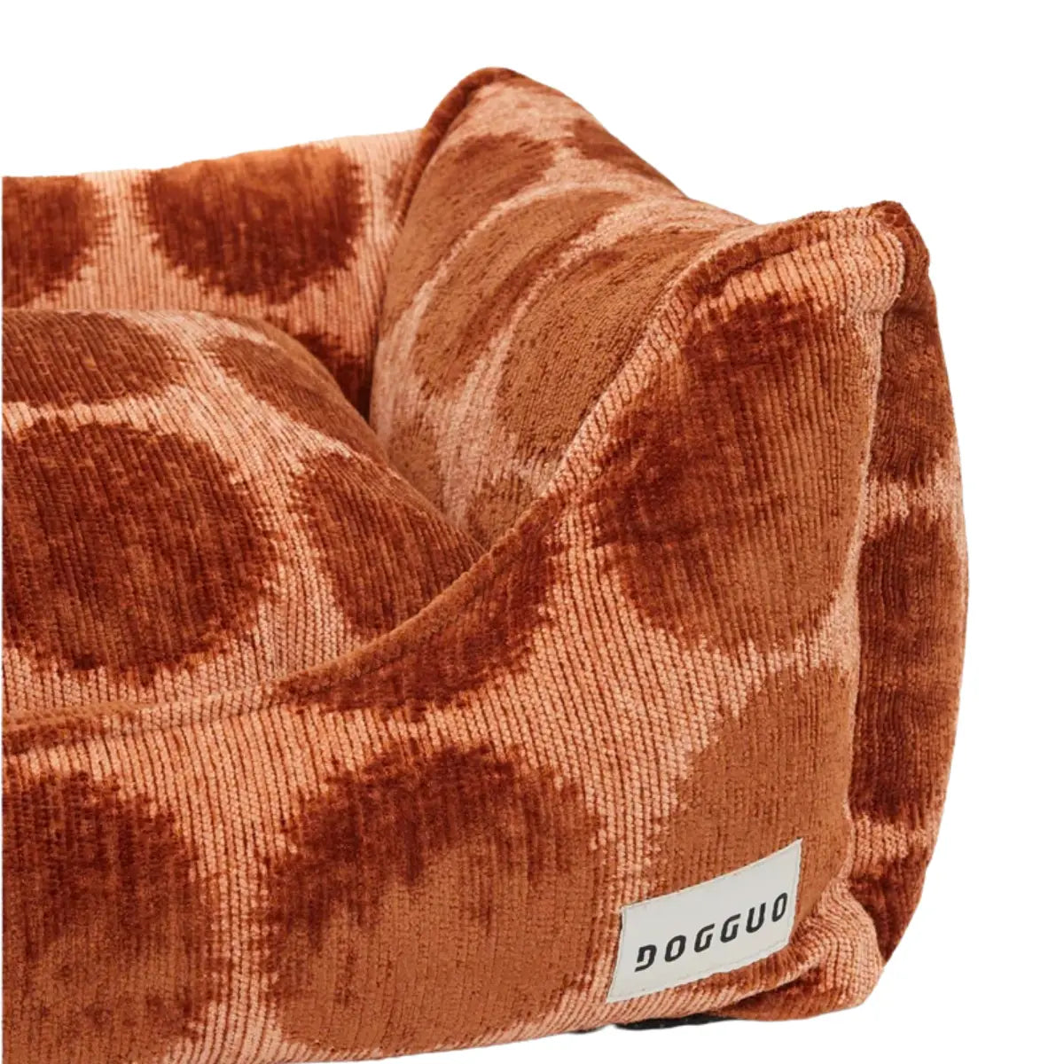 Cuccia sofa per cani in jacquard moka e marrone – Taglia M