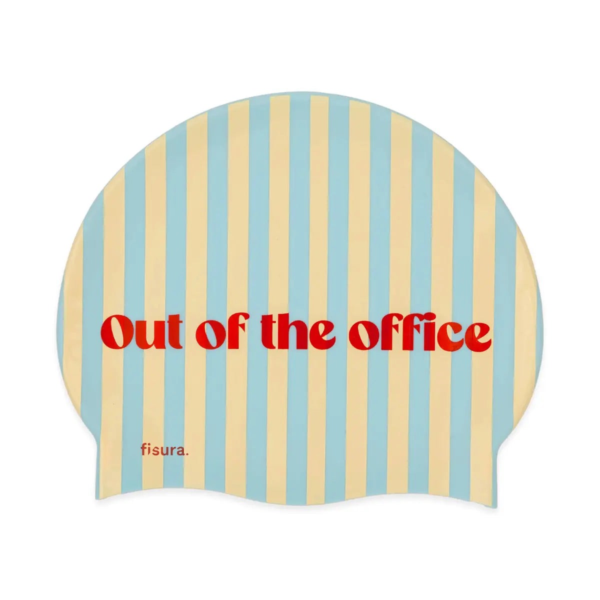 Cuffia da piscina a righe in silicone con scritta rossa "Out of the office"