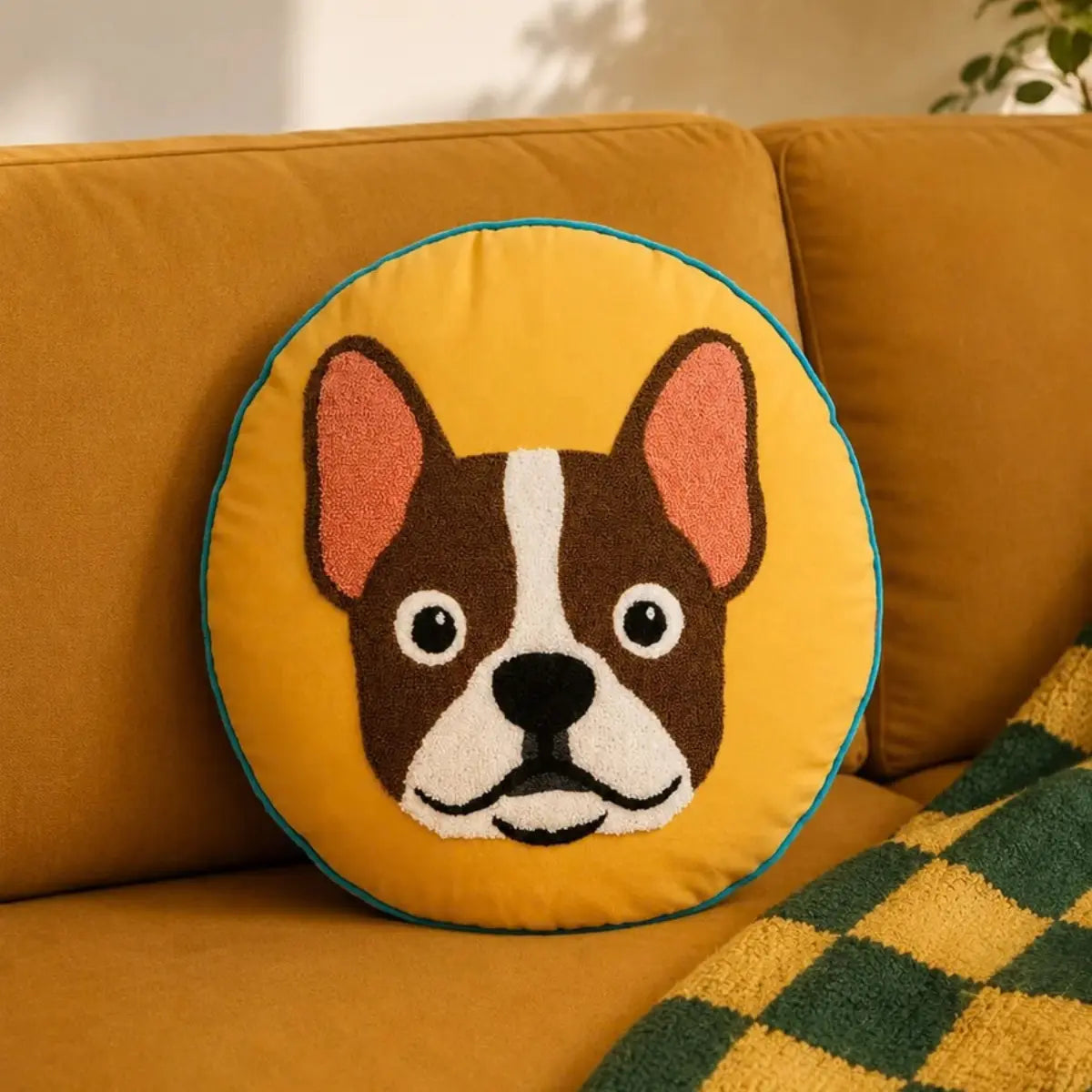 Cuscino decorativo WD Lifestyle Bulldog Francese Ø 40 cm