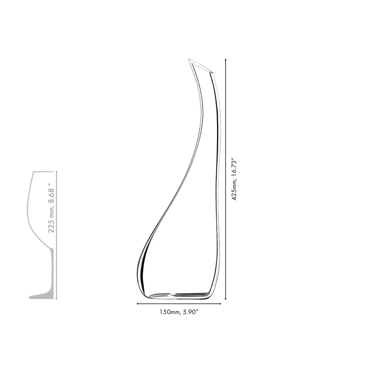 Misure del decanter per bottiglie di vino magnum