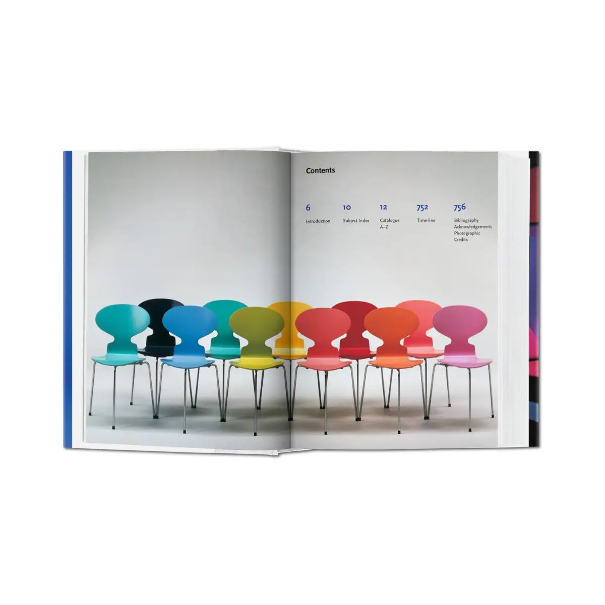 Due pagine del libro Design of the 20th Century con immagini di prodotti di design.