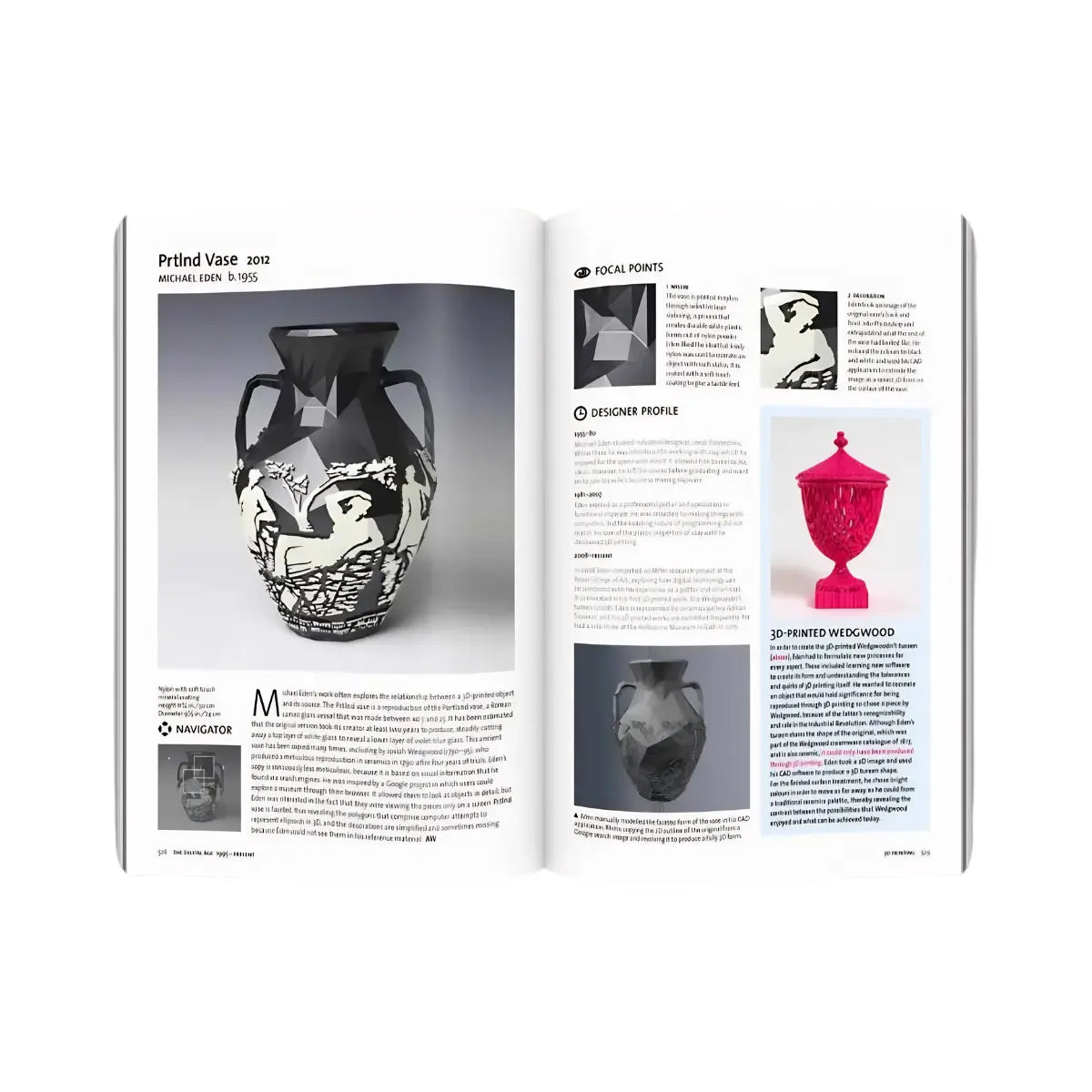 Due pagine del libro aperto Design the whole story. 