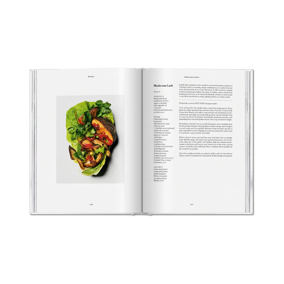 Due pagine con ricetta del libro The Gourmand's Mushroom, A Collection of Stories and Recipes.