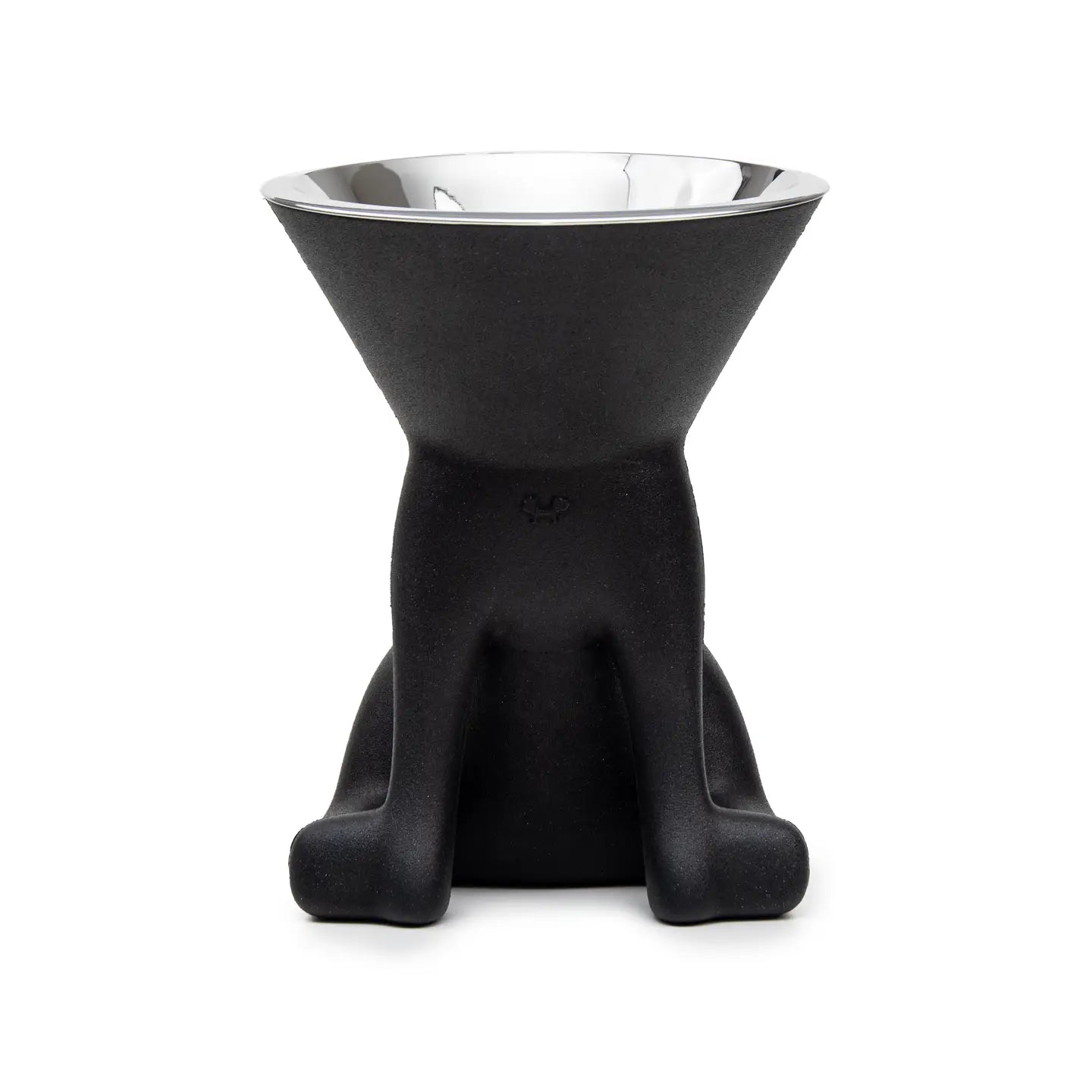Ciotola rialzata nera per cani Elizabeth per taglie medie e grandi a forma di cane con ciotola in acciaio vista frontale