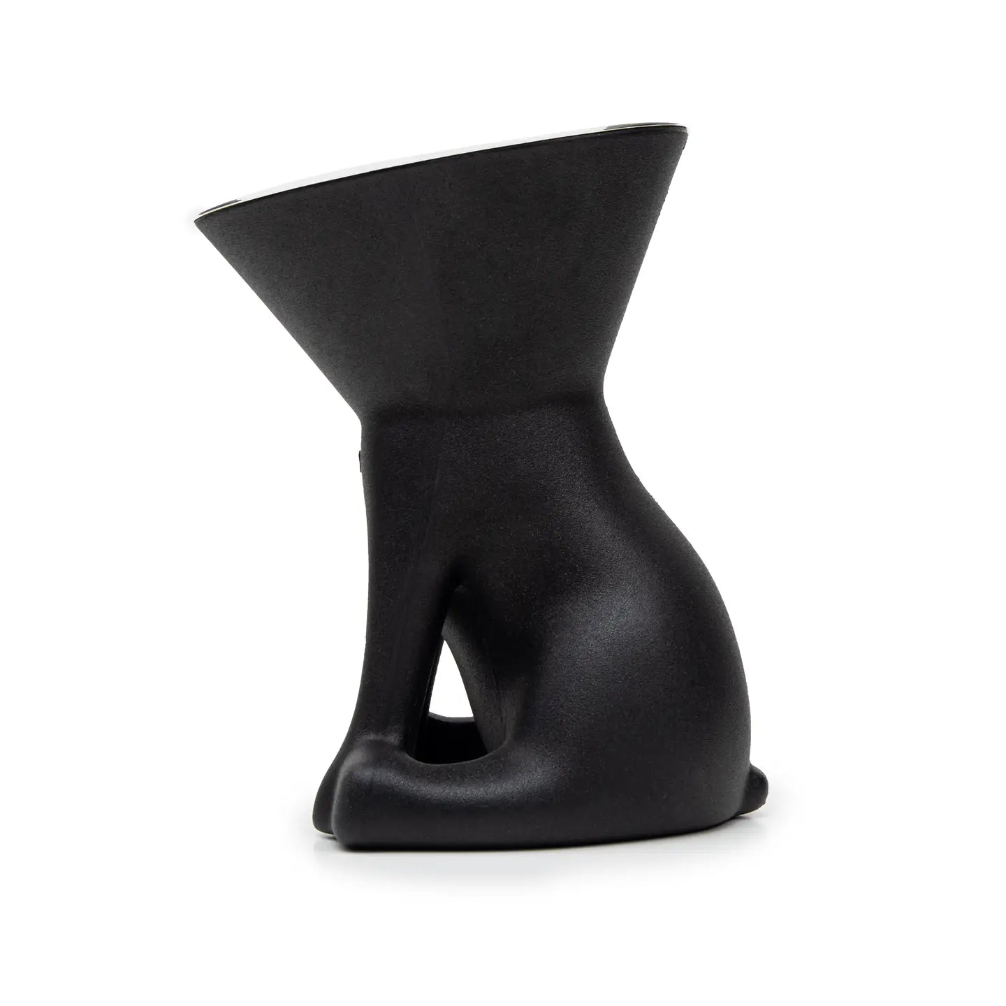 Ciotola rialzata nera per cani Elizabeth per taglie medie e grandi a forma di cane con ciotola in acciaio vista laterale