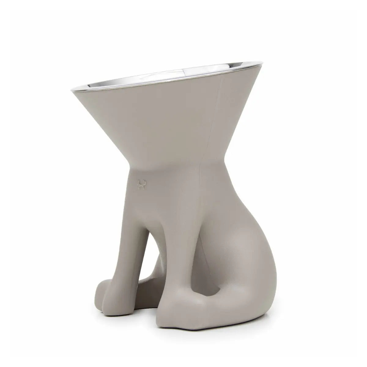 Ciotola rialzata tortora per cani Elizabeth per taglie medie e grandi a forma di cane con ciotola in acciaio vista laterale