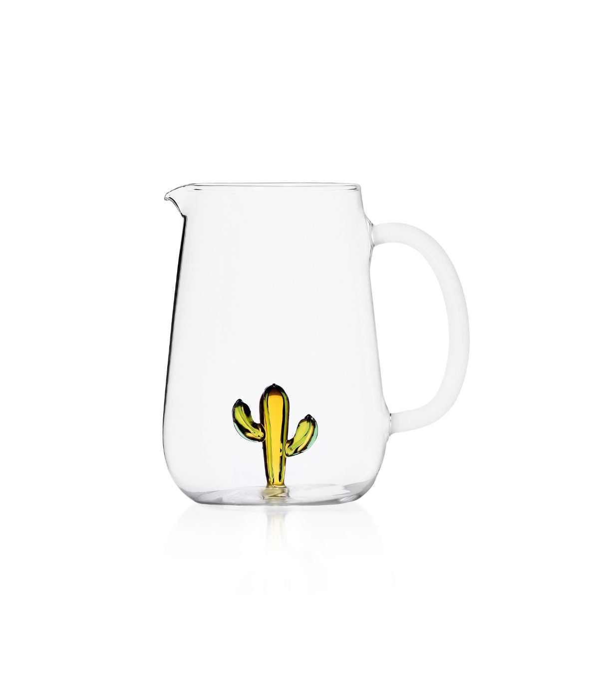Brocca Desert Plant Cactus di Ichendorf con motivo di cactus verde ambra, realizzata in vetro borosilicato.
