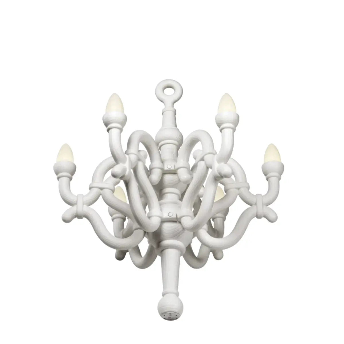 Lampada da terra bianca a forma di candelabro classico. 6 lampadine led. sfondo bianco