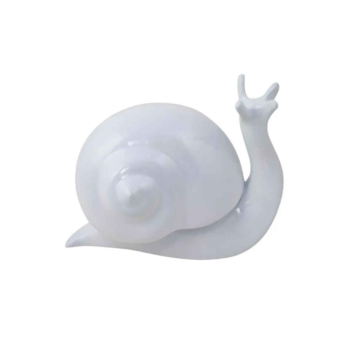 Fermalibri a forma di lumaca Nina bianca laccata, vista laterale. Sfondo bianco 