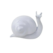 Fermalibri a forma di lumaca Nina bianca laccata, vista laterale. Sfondo bianco 