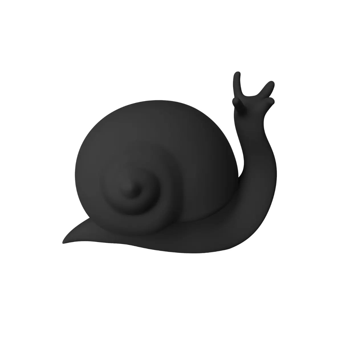 Fermalibri Nina a forma di lumaca nera opaca. Sfondo bianco 